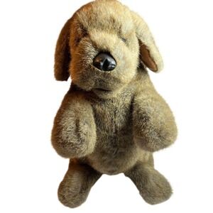 Folkmanis Sitting Golden Retriever Dog Hand Puppet Realistic Plush Brown Tan